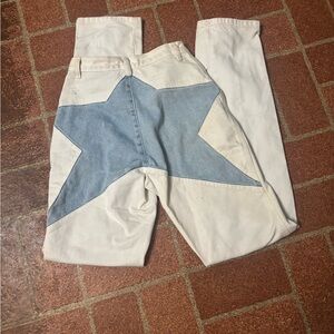 White and Blue Star Patch Jeans